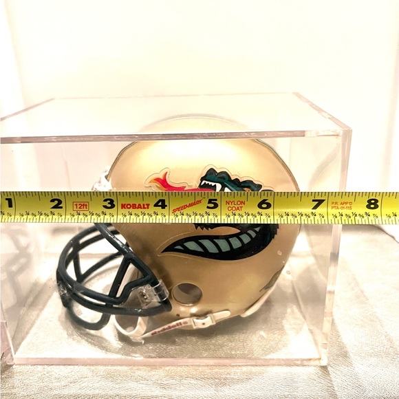 Riddell Gold UAB Blazers Mini Helmet in Cube Case. Dragon Football Helmet.